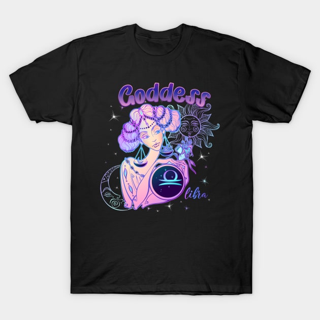 Zodiac Libra Goddess Queen Horoscope T-Shirt by The Little Store Of Magic